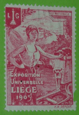 CINDERELLA TIMBRE 1905 EXPOSITION UNIVERSELLE LIEGE BELGIQUE BELGIË - Photo 1/2