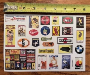Motor Oil & Gas Advertising Signs, Scale Model Train & Diorama Stickers, 1 Sheet - Picture 1 of 1