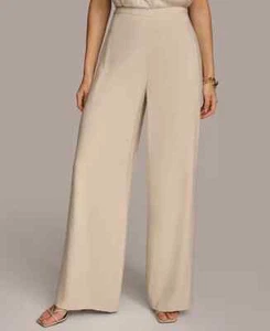 Donna Karan New York Women's Flat Front Wide-Leg Pants - Sand - SZ 0 - Picture 1 of 3