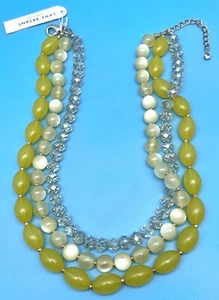 Lane Bryant drei Strang/lagige Perlen Halskette Gelbtöne & goldfarbener Verschluss - Bild 1 von 3