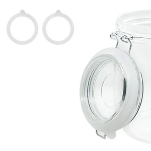 2 Piece Rubber Seal Ring for Glass Jars, Airtight Silicone Replacement Gasket - Picture 1 of 7