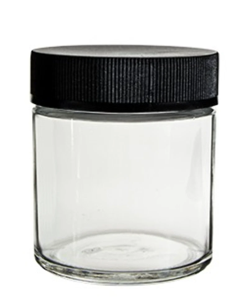Jar 4oz Ridged Lid Clear Black 120ct Case - Image 1 of 1