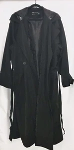 Abrigo de lluvia largo negro con bolsillos cinturón capucha de látex talla 14 EE. UU. ASOS DESIGN - Imagen 1 de 11