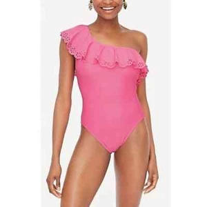 J. Crew Ruffle One Shoulder Pink Swimsuit (Size: Small) - Picture 1 of 6