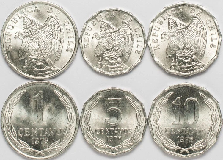 Chile 3 coins set 1975-1977 Andean Condor (#5786) - Image 1 of 1
