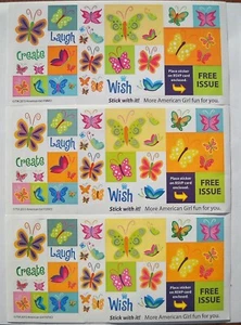 Juego de pegatinas (3 hojas) de mariposa American Girl - Imagen 1 de 1
