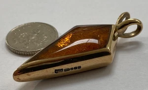 COLGANTE ÁMBAR WHITBY JET DE ORO PESADO DE 9 QUILATES 12 GRAMOS GRANDE ish BUENA CALIDAD - Imagen 1 de 11