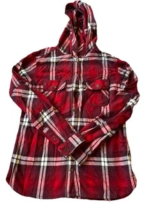 Sudadera con Capucha Carhartt Mujer Pequeña Ligera Abotonada Franela Escocesa Roja a Cuadros - Imagen 1 de 8