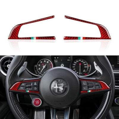 Cubierta de fibra de carbono para volante de coche para Alfa Romeo Giulia Stelvio 17-20 Foto 1 de 4