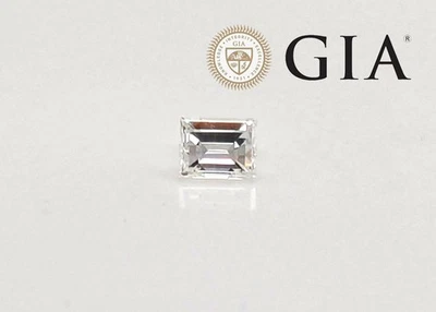 Mined Emerald Rectangular Step Cut Loose Diamond .37ct D SI1 GIA Certified - Image 1 of 4