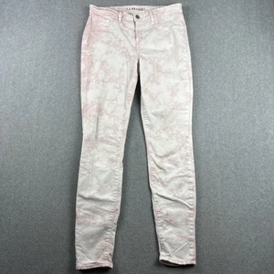 J Brand Jeans Womens 30 Pink White Skinny Stretch Denim Floral Casual 5 Pocket - Picture 1 of 9