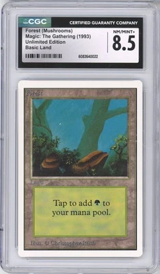 Forest (Mushrooms) UNLIMITED Vintage Land Magic the Gathering 1993 MTG CGC 8.5 - Image 1 of 3