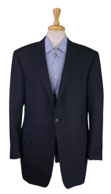 Hickey-Freeman Navy Blue Knit Woven Tweed Wool Sportcoat Blazer Jacket 42L - Image 1 of 4