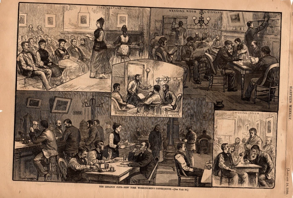 1880 Harpers Weekly original print only JANUARY 24 - LEBANON CLUB NEW YORK - Image 1 of 1