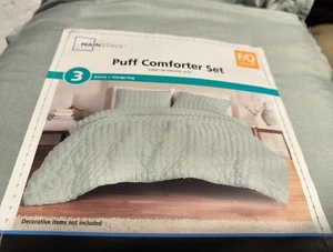 Mainstays 3-PC Puffy Comforter Set - Washed Stone Gray, Soft & Versatile Bedding - Picture 1 of 5