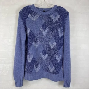 Loro Piana Periwinkle Chevron 100% Cashmere Sweater Size 46 (Made in Italy) - Picture 1 of 12