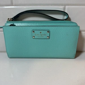 Kate Spade New York Layton Wellesley Teal Leather Zip Wallet – Clean - Picture 1 of 10