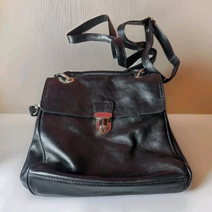 Catwalk Collection Schultertasche aus schwarzem Leder, Taschen, verstellbarer Riemen. - Bild 1 von 11