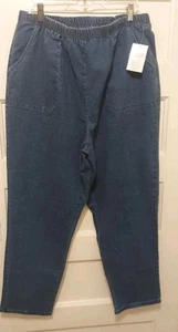 New Blair Womens Size 22W Stretch Elastic Waist Pull On Tapered Leg Denim Jeans - Picture 1 of 6