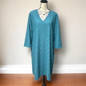Chico’s strukturiertes Strick Etuikleid Midikleid türkis V-Ausschnitt Boho Resort Strand Gr. XL 3 - Bild 1 von 9
