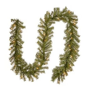 Pre-Lit Artificial Christmas Garland, Green, Norwood Fir, White Lights, Plug - Picture 1 of 7