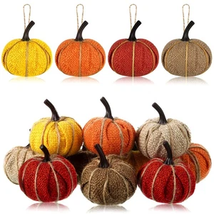 16 Pcs Mini Fall Pumpkin Hanging Ornament for Tree 2.05 Inch Burlap Fabric Pu... - Picture 1 of 7