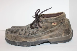 Twisted X Men's Caiman Print Steel Saftey Moc Toe Brown Size 10.5 W Lace Up - Picture 1 of 10