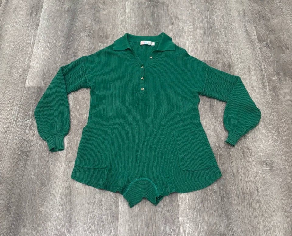 Free People FP Playa Picnic Suéter Vestido Body Traje Lino Tejido Verde Para Mujer XS Foto 1 de 4