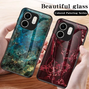 Para Infinix Hot 50i, Lujo Brillante Mármol Hybird Vidrio Suave Parachoques Estuche Cubierta - Imagen 1 de 15