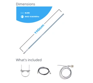Antenna LoRa Helium NT 868 MHz fibra di vetro tipo N 8dBi Bobcat Nebra RAK Syncrobit - Foto 1 di 4