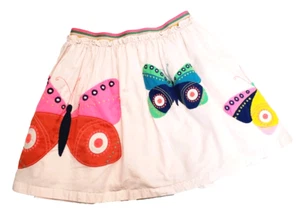 Mini Boden Girls Skirt 7-8 Butterfly Appliqué Full Lined Elastic Waist Pink - Picture 1 of 8