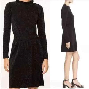 Tory Burch Isabelle Dress Womens M Black Metallic Acrylic Wool Cocktail Blouson - Picture 1 of 22