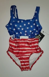 NEW LITTLE GIRLS ART CLASS ONE PIECE PATRIOTIC SWIMSUIT SIZE XS 4-5 - Picture 1 of 2