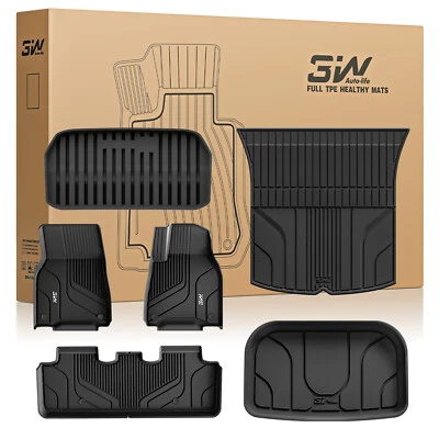 3W Tesla Model Y Floor Mats & Boot Liner For 2021-2024 All Weather Tailored Fit - Image 1 of 4