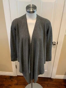 Eileen Fisher Gray Asymmetrical 100% Merino Wool Cardigan, Size PP - Picture 1 of 5
