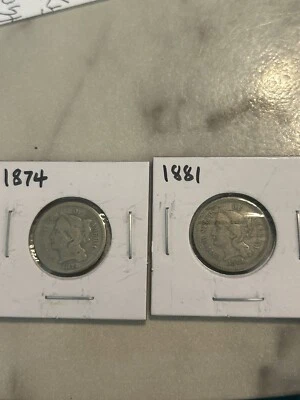 1874 And 1881 3 Cent Nickels Please Check My Many Listings 👀 - Image 1 of 4