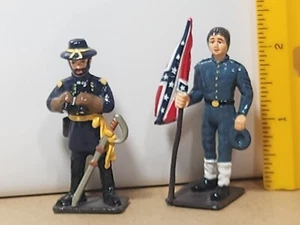 Miniature American Civil War Metal Hand Painted Figurines US General & Flag Bear - Picture 1 of 5