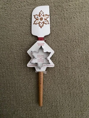 NEW Williams Sonoma 2 PC Christmas Snowflake Wood Spatula & Cookie Cutter NWT - Image 1 of 3