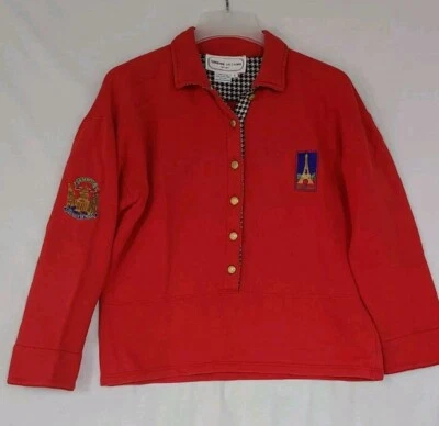 Sudadera De Colección Adrienne Vittadini Deportiva Roja Top Para Mujer Talla S Torre Eiffel París Foto 1 de 4