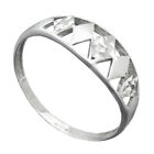 Ring 7Mm Muster Ausgestanzt Matt-Glänzend Diamantiert Rhodiniert Silber 925 Rin