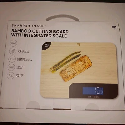 Bamboo Cutting Board With Scale. By Sharper Image. New In Box. - Image 1 of 3