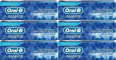 6 x Oral-B 3D White Arctic Fresh Mint Zahnpasta Whitening Enamel Protect - 75ml