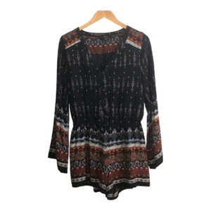 Very J Boho Strampler blau bunt V-Ausschnitt Knopfleiste Gr. L Langarm - Bild 1 von 6