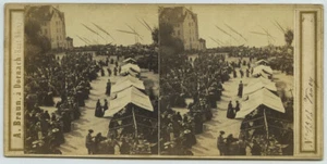 Stéréo circa 1860 Braun. Suisse. Vevey. Marché. - Picture 1 of 3