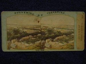 1858 Souvenirs de CHERBOURG FRANCE View from Fort de Roule EARLY CITY Stereoview - Picture 1 of 5