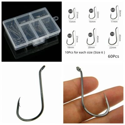 6 Size 60Pcs/1Box Strong Offset Sport Circle Fishing Hooks Octopus Fish Hooks - Image 1 of 4