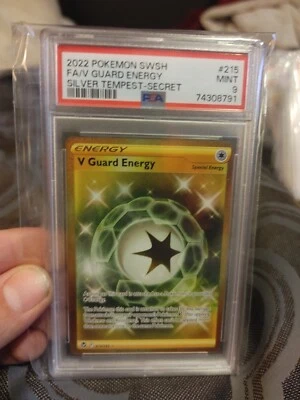 2022 Pokemon SWSH Silver Tempest V Guard Energy Full Art 215/195 PSA 9 Mint - Image 1 of 2