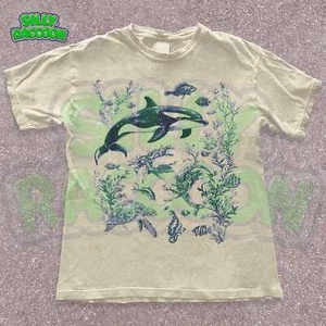 Vintage Orca Whale Sea Turtle Graphic T-Shirt Unisex Marine Life Aesthetic Gift - Picture 1 of 10