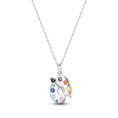 MULA Original Colorful CZ Painter's Pendant Necklace For Women 925 Silver Plated - Image 1 of 4