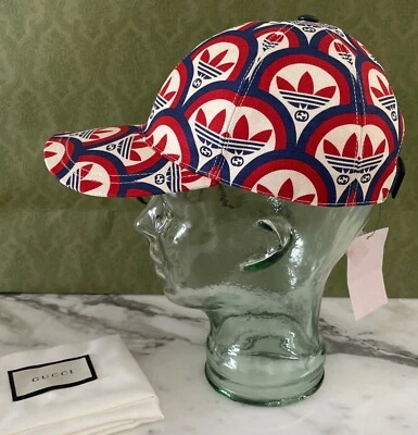 NUEVO CON ETIQUETAS Gucci + Adidas Gorra de Béisbol Ajustable Talla S Hecha en Italia Foto 1 de 4